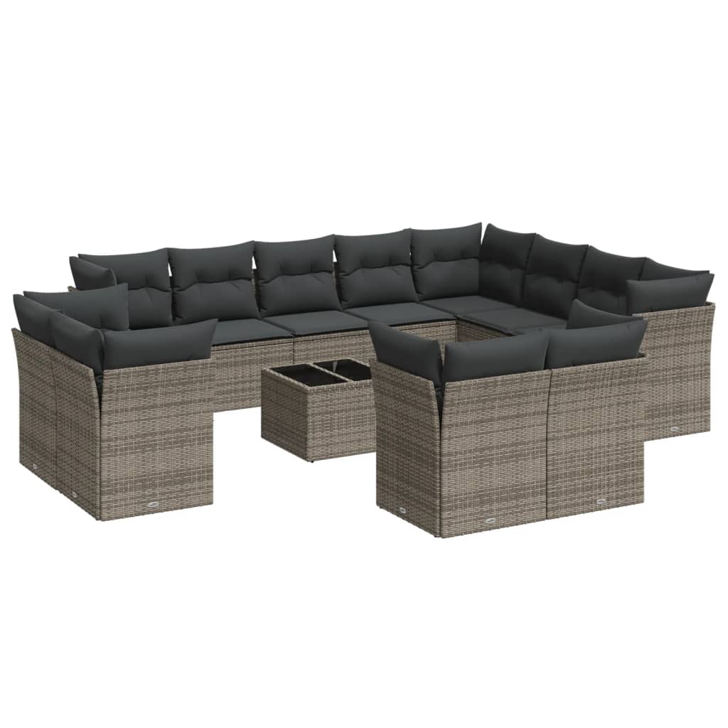 13-dijelni set vrtnih sofa od poliratana s jastucima sivi