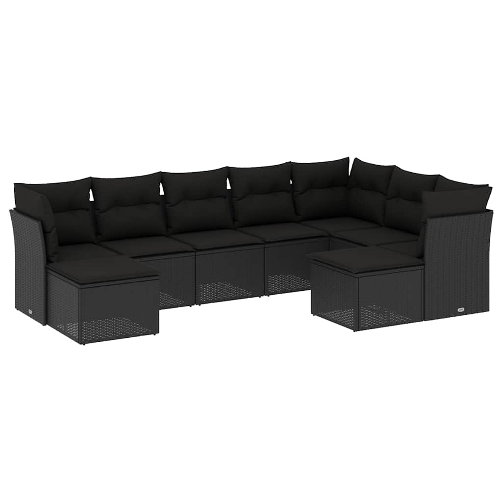 9-dijelni set vrtnih sofa s jastucima bež od poliratana