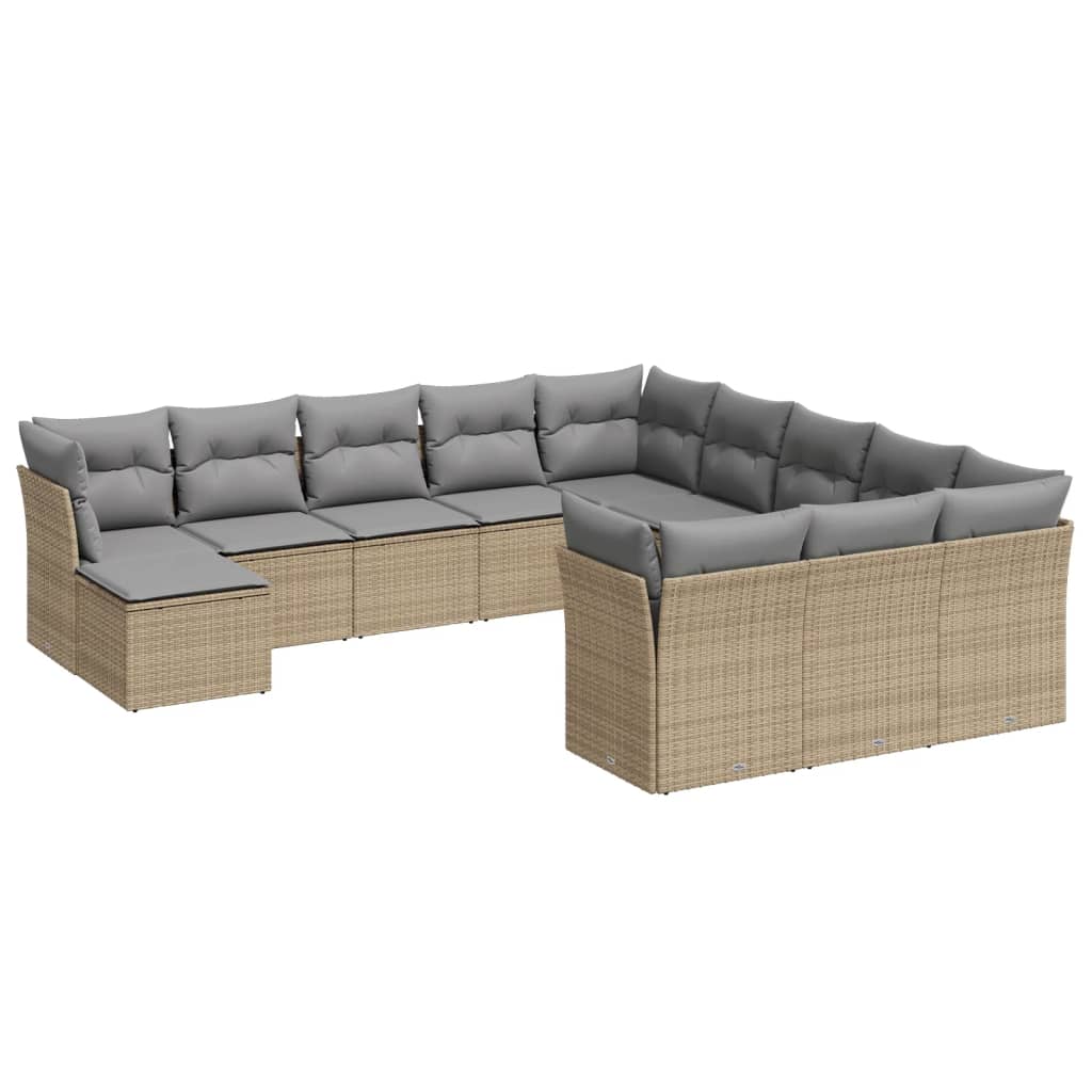 12-dijelni set vrtnih sofa od poliratana s jastucima bež