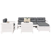 7-dijelni set vrtnih sofa bijeli od masivne borovine