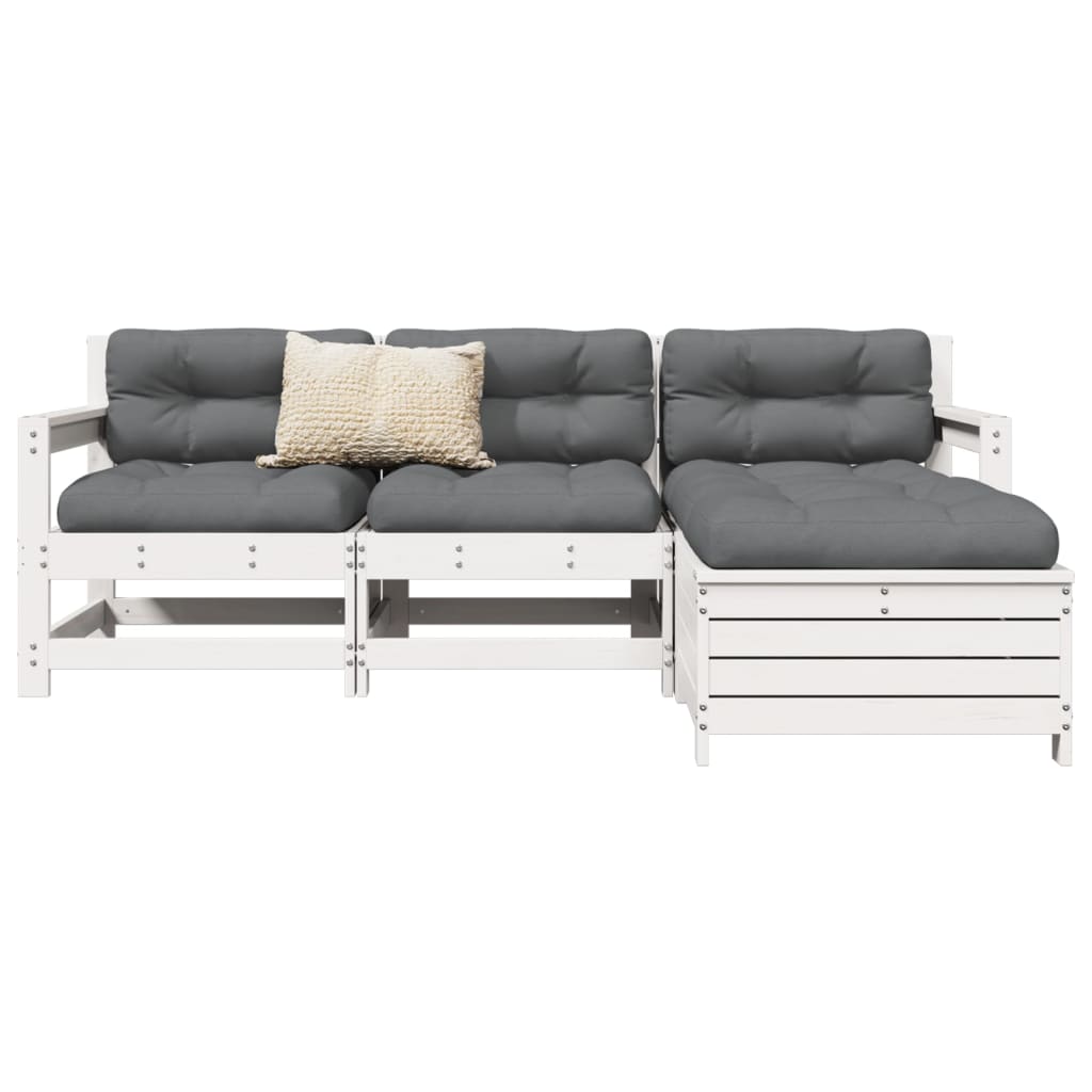 4-dijelni set vrtnih sofa od masivne borovine bijeli