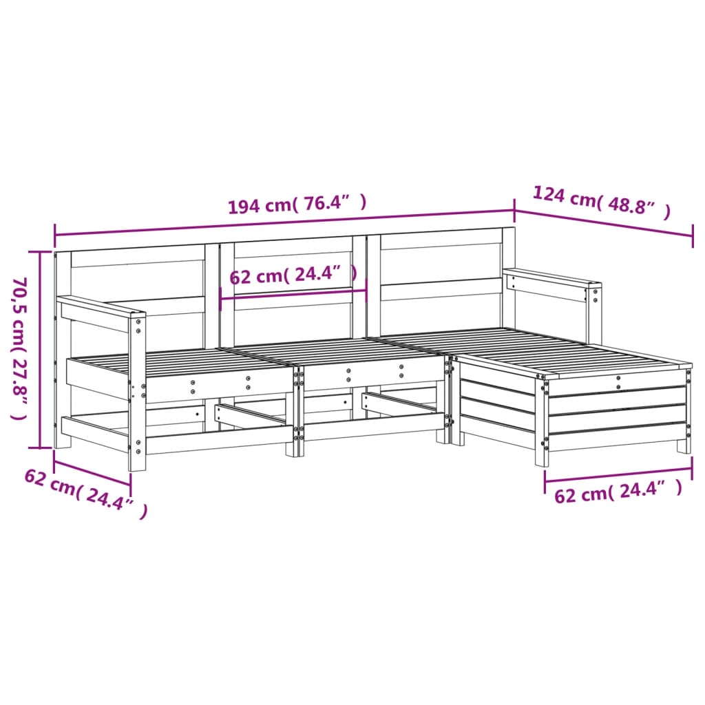 4-dijelni set vrtnih sofa od impregnirane borovine