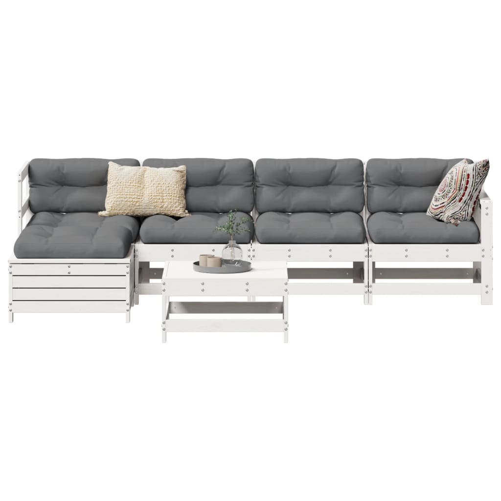 6-dijelni set vrtnih sofa bijeli od masivne borovine