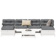 7-dijelni set vrtnih sofa bijeli od masivne borovine