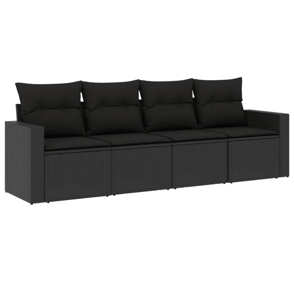 4-dijelni set vrtnih sofa od poliratana s jastucima crni