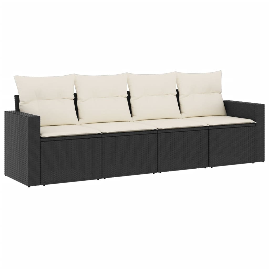 4-dijelni set vrtnih sofa od poliratana s jastucima crni