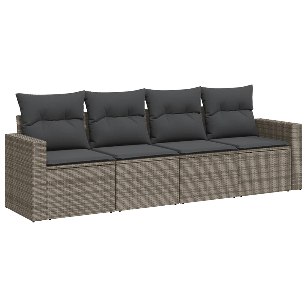 4-dijelni set vrtnih sofa od poliratana s jastucima sivi