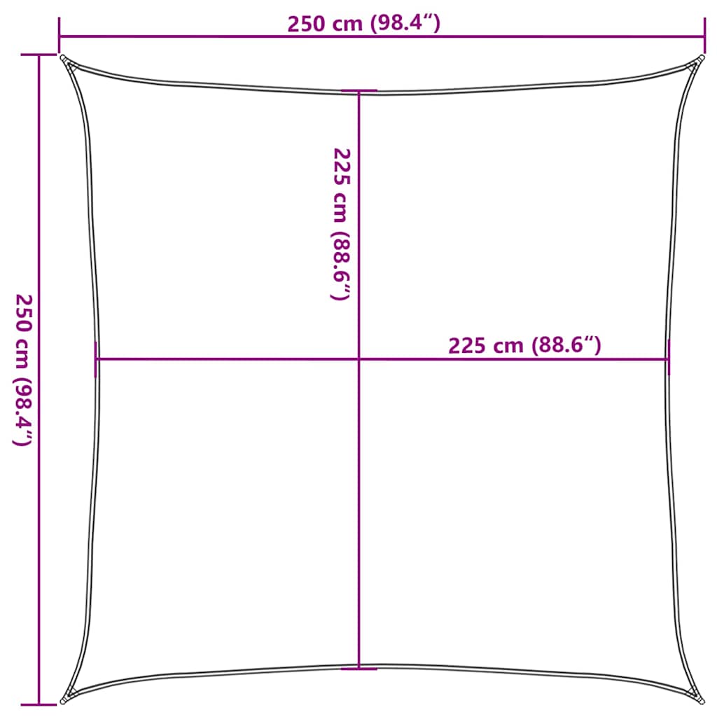 Jedro za zaštitu od sunca 160 g/m² Kvadratni pijesak 2,5x2,5 m HDPE