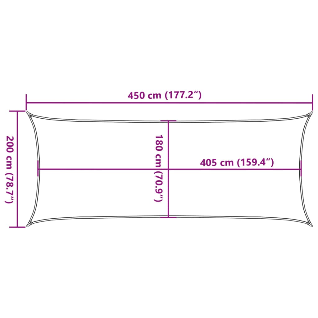 Jedro za zaštitu sunca 160 g/m² pravokutno pijeska 2x4,5m HDPE