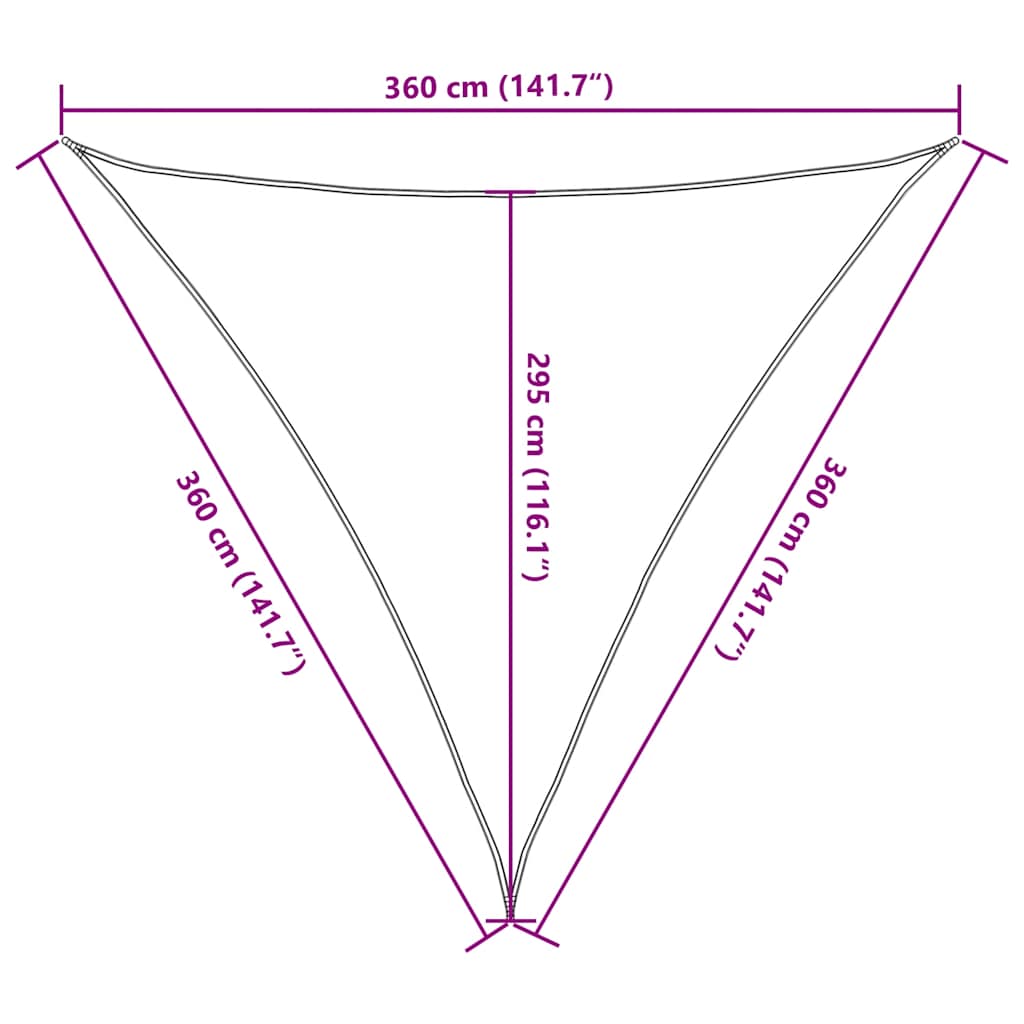 Jedro za zaštitu od sunca 160 g/m² Trokutasto pijesak 3,6x3,6x3,6 m HDPE