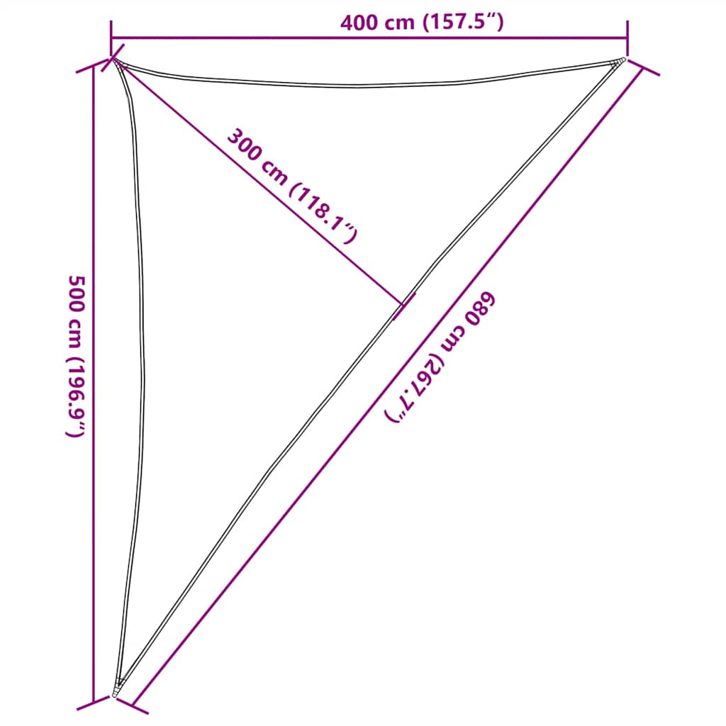 Jedro za zaštitu od sunca 160 g/m² Trokutasto pijesak 4x5x6,8 m HDPE