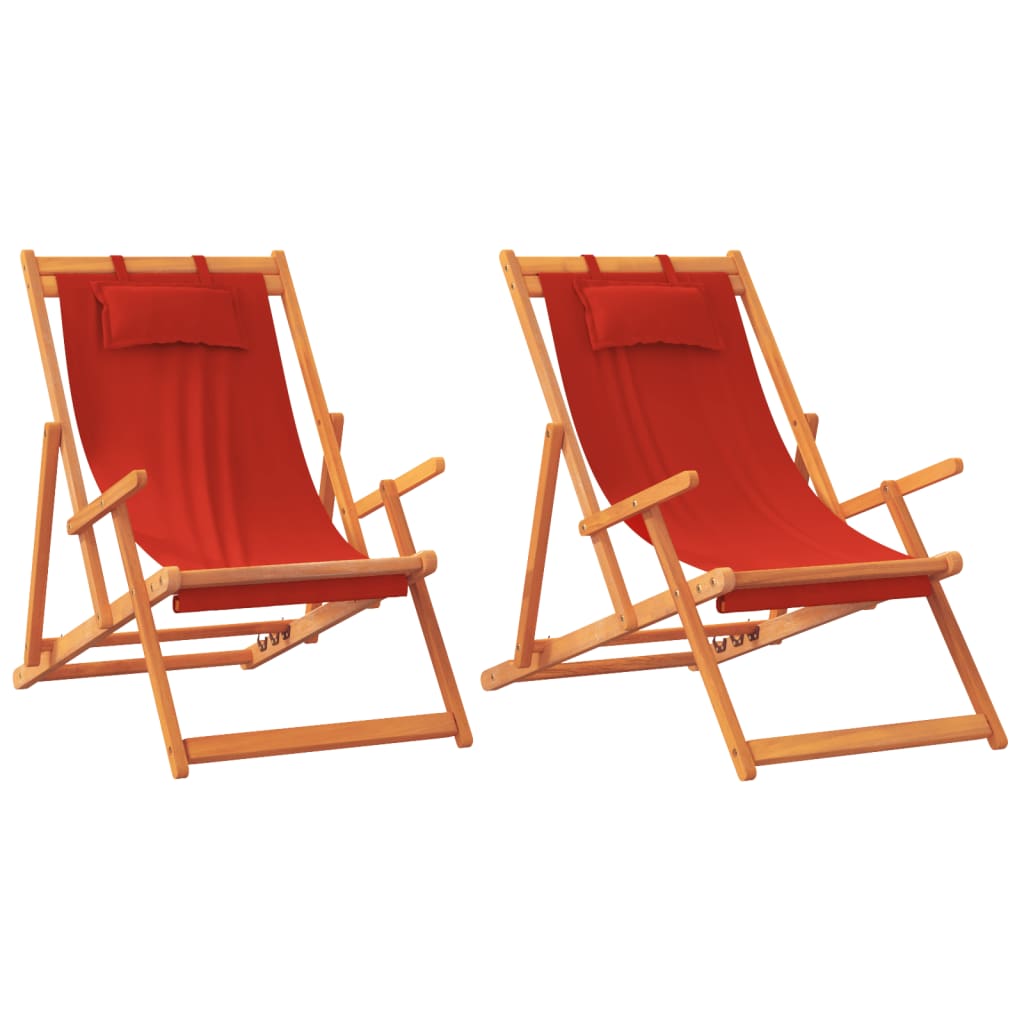 Sklopive stolice za plažu od tkanine 2 kom crvene