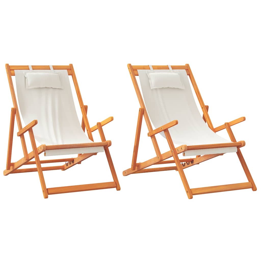 Sklopive stolice za plažu 2 kom krem od tkanine