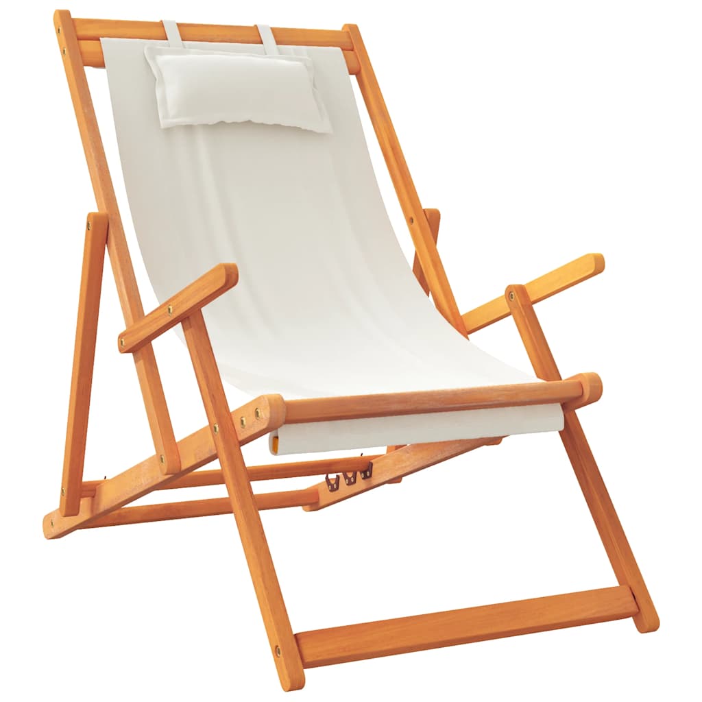Sklopive stolice za plažu 2 kom krem od tkanine