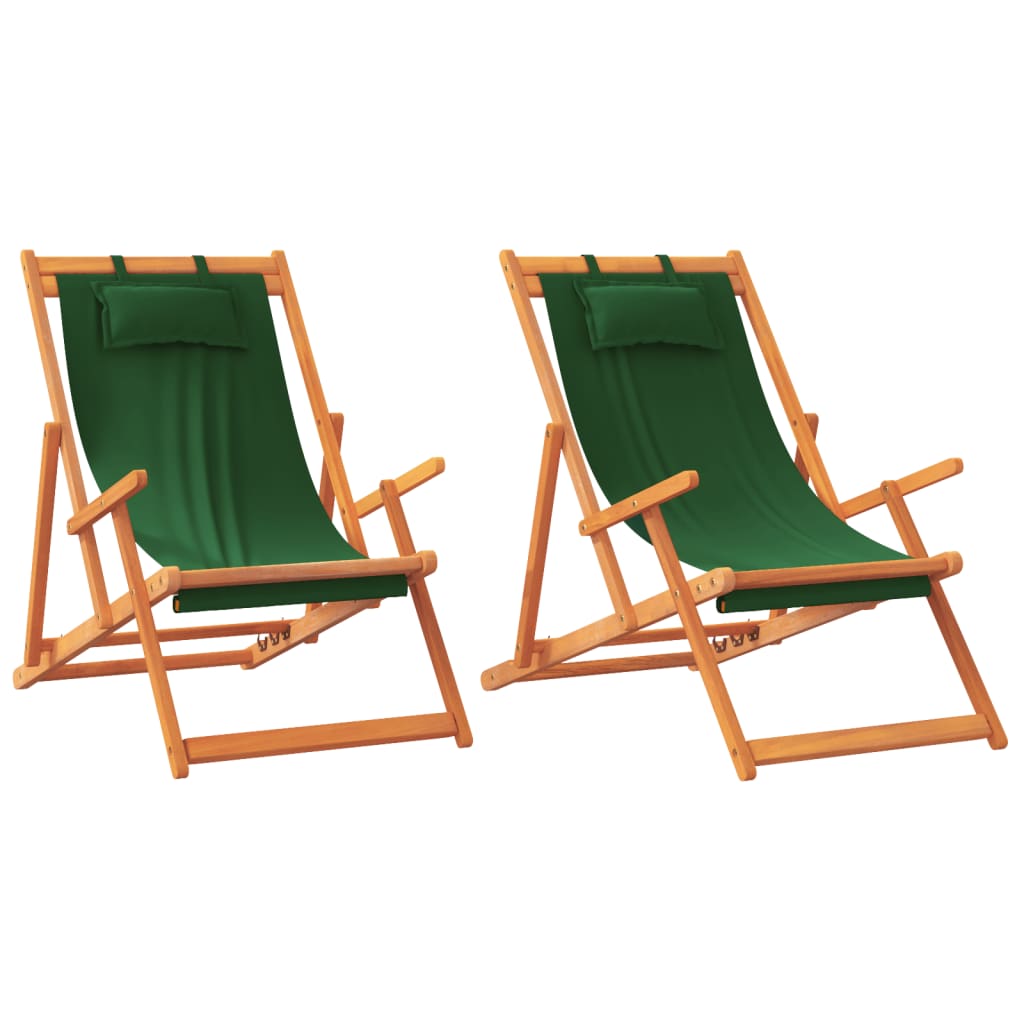 Sklopive stolice za plažu od tkanine 2 kom zelene