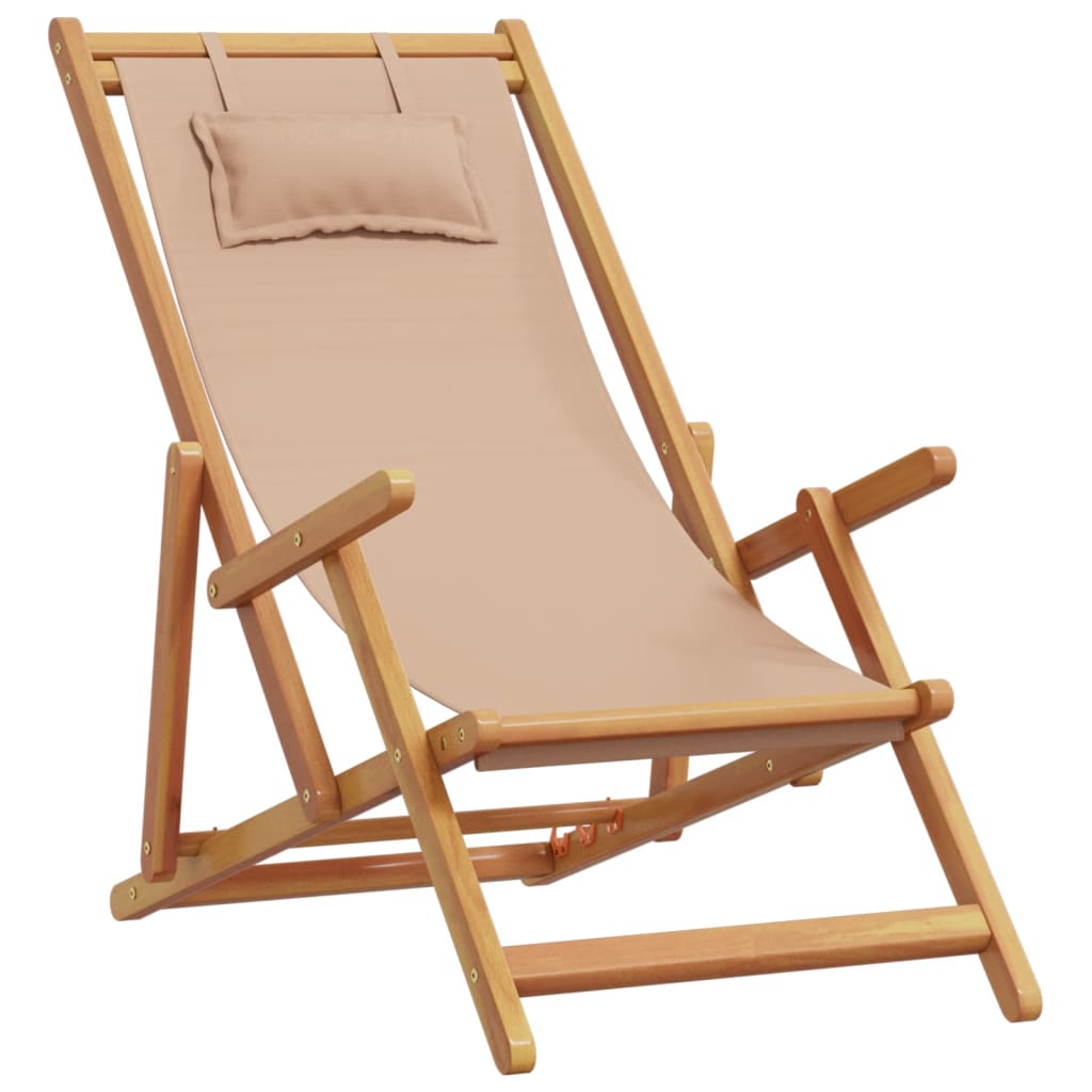Sklopive stolice za plažu 2kom tkanine i masivno drvo smeđesive