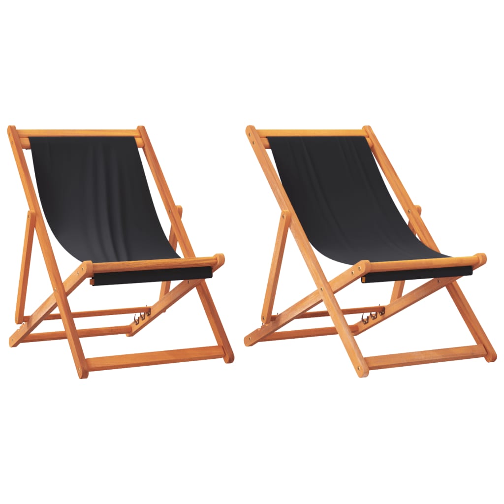 Sklopive stolice za plažu od tkanine 2 kom crne