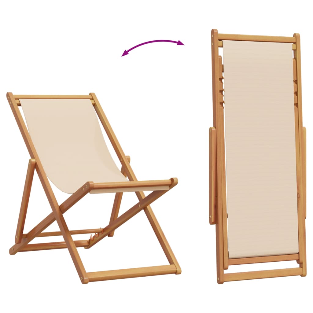 Sklopive stolice za plažu 2 kom od tkanine i masivnog drva bež