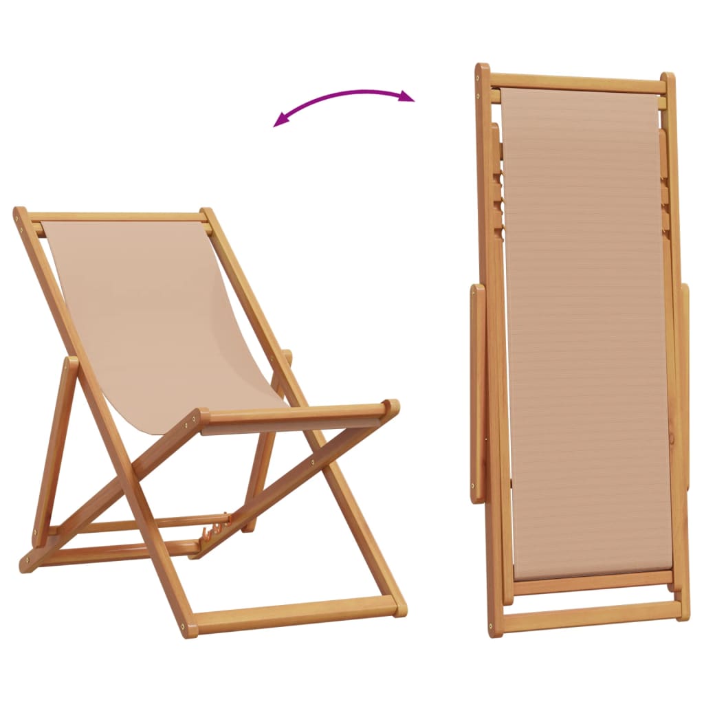 Sklopive stolice za plažu 2kom tkanine i masivno drvo smeđesive
