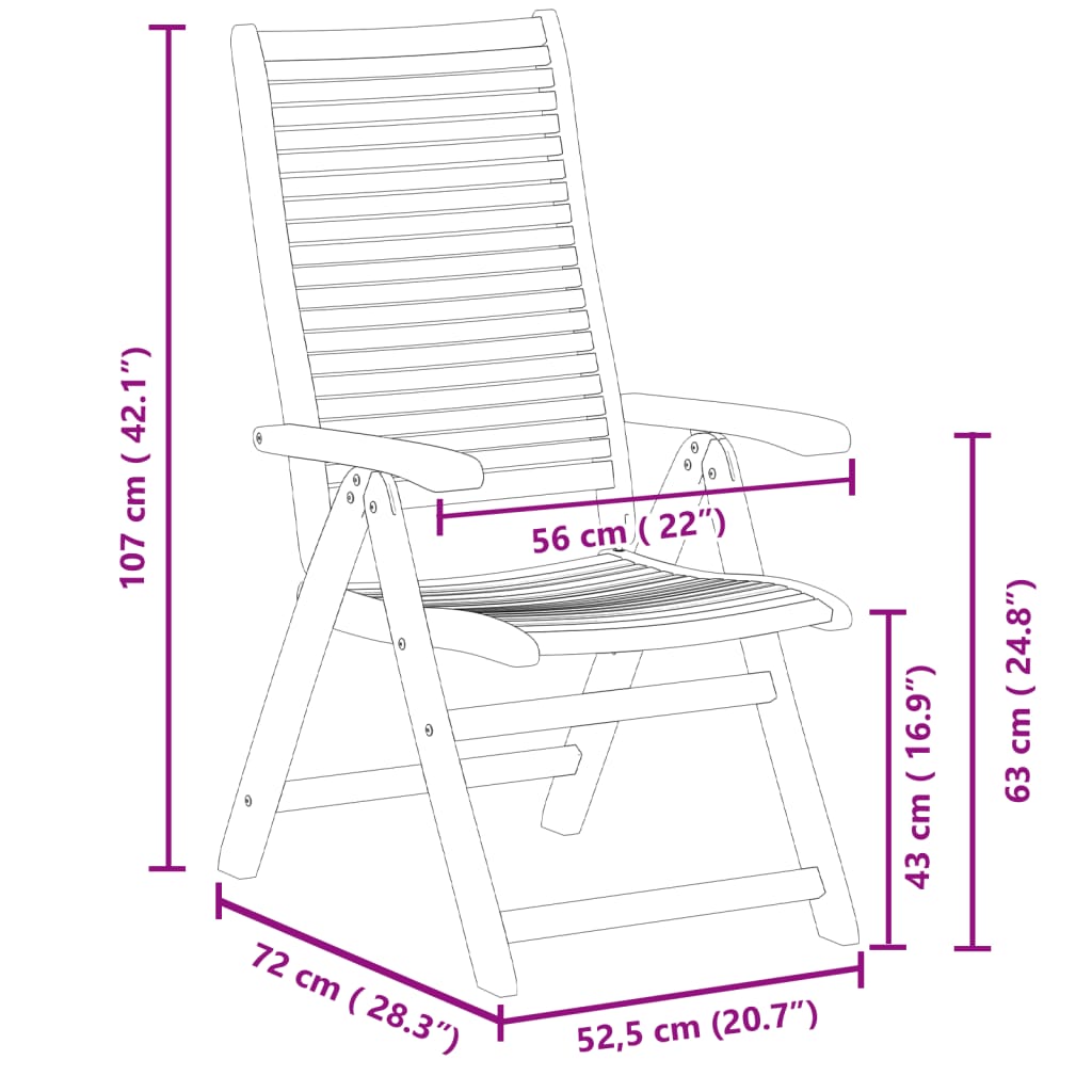 Vrtni naslonjači 6 kom 56 x 72 x 107 cm masivno bagremovo drvo