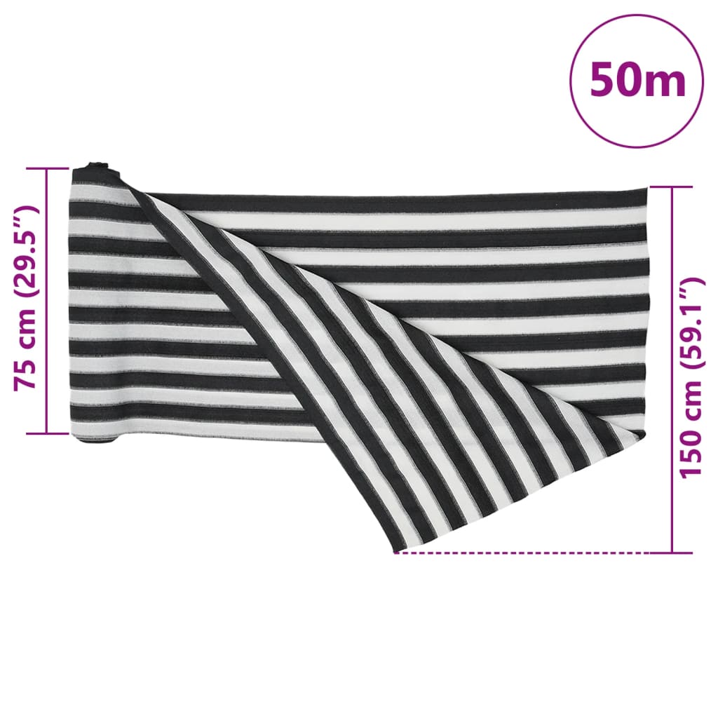 Mreža za privatnost antracit-bijela 1,5 x 50 m HDPE 75 g/m²