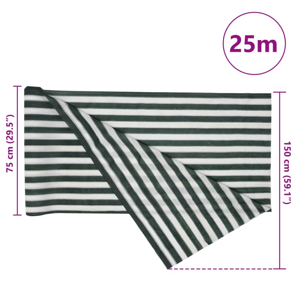 Mreža za privatnost zelena-bijela 1,5 x 25 m HDPE 150 g/m²