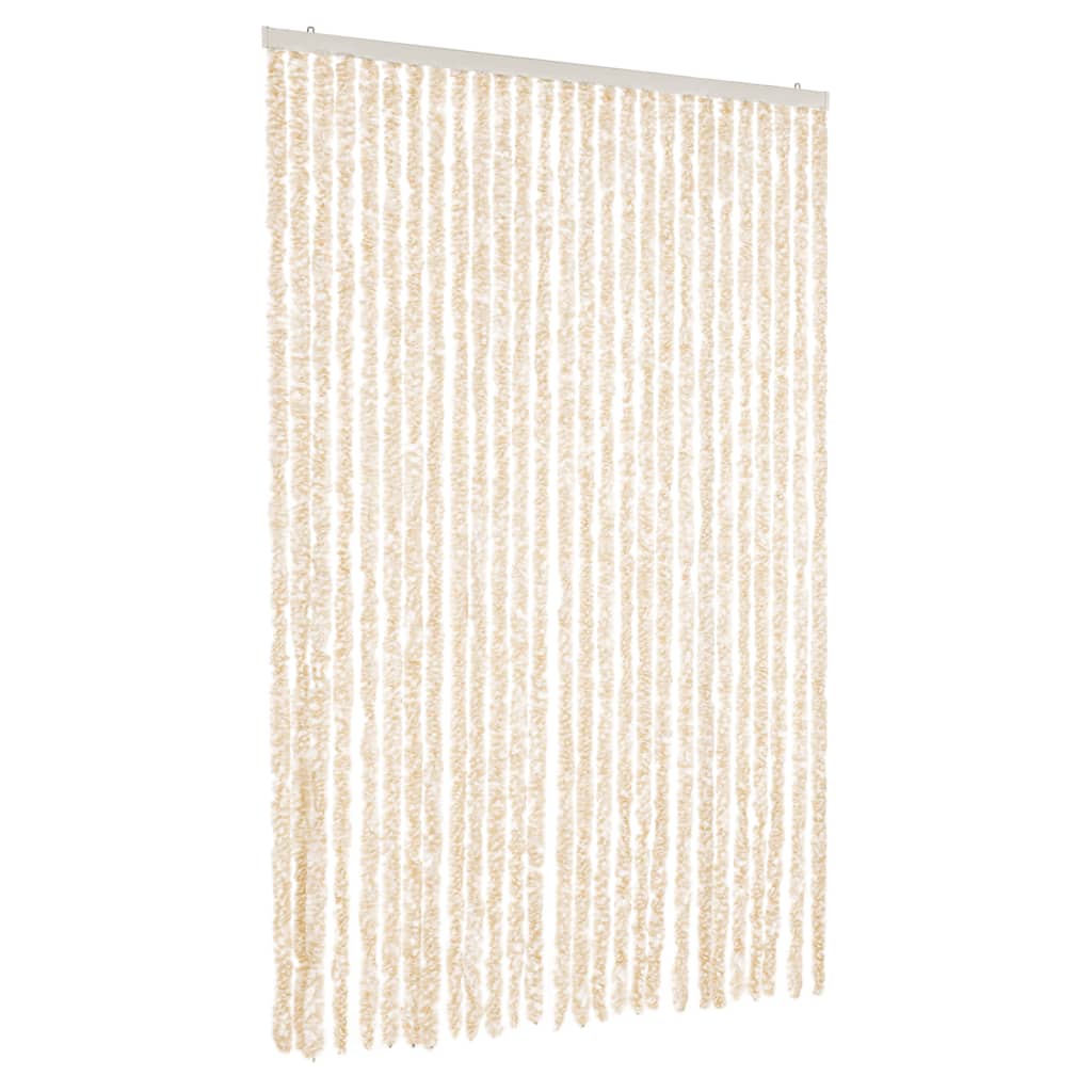 Zastor protiv muha bež i bijeli 118 x 220 cm od šenila
