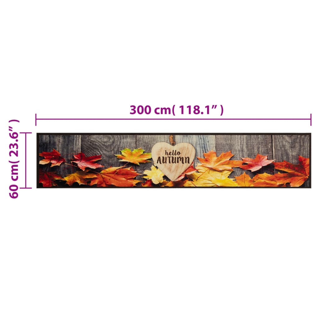 Kuhinjski tepih perivi s jesenskim uzorkom 60x300 cm baršunasti