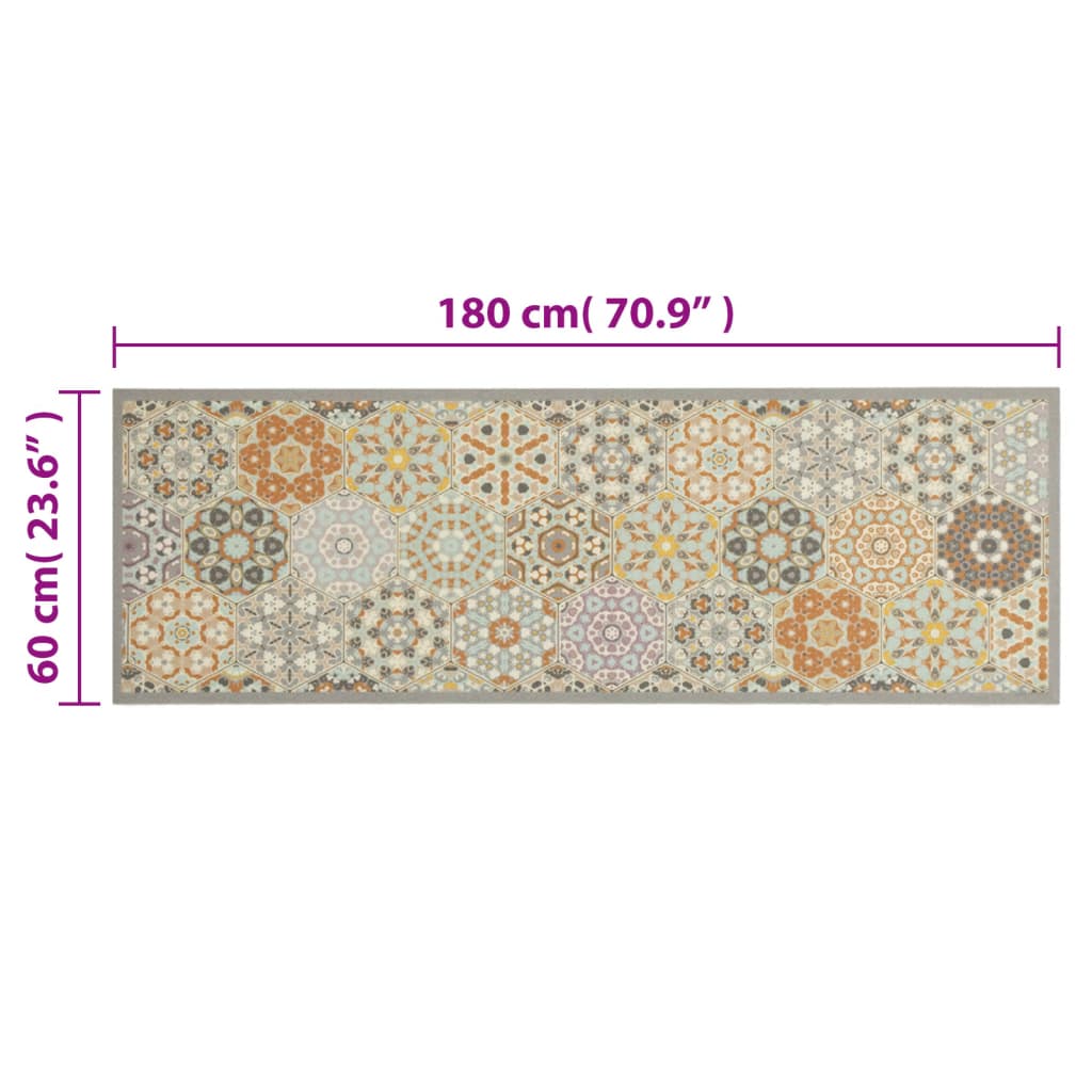 Kuhinjski tepih perivi pastelni šesterokuti 60x180cm baršunasti