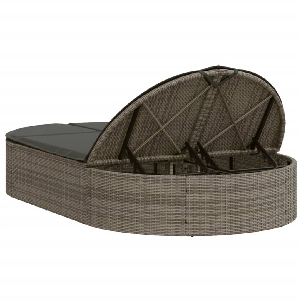 Dupla ležaljka za sunčanje s jastucima siva od poliratana