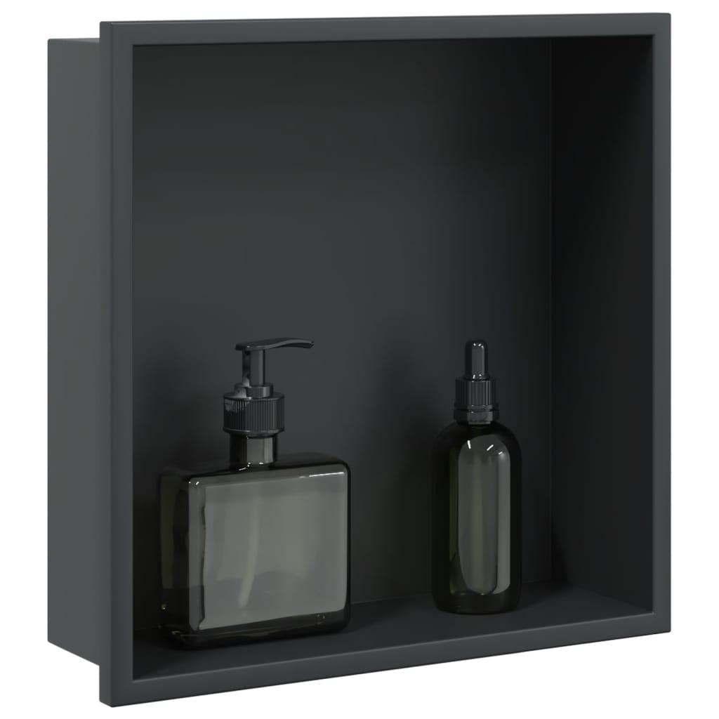 Niša za tuš mat crna 32x32x9 cm nehrđajući čelik