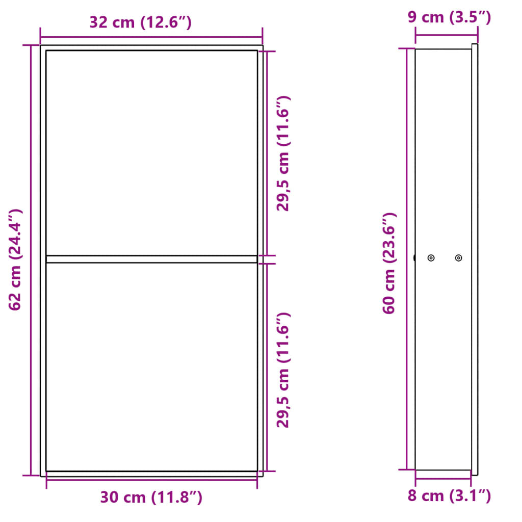 Niša za tuš mat crna 32x62x9 cm nehrđajući čelik