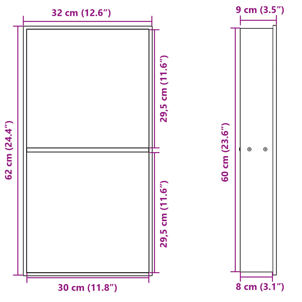 Niša za tuš mat bijela 32x62x9 cm nehrđajući čelik