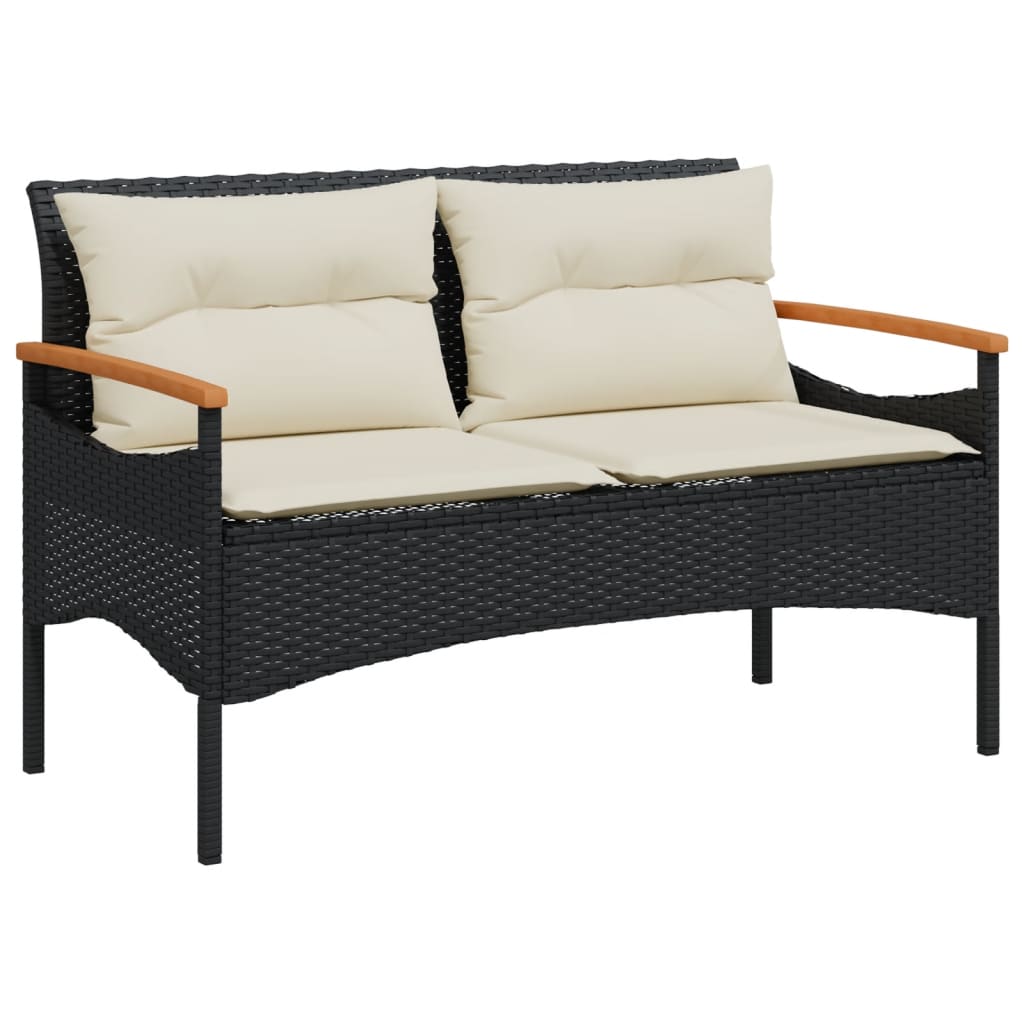 4-dijelni set vrtnih sofa od poliratana s jastucima crni