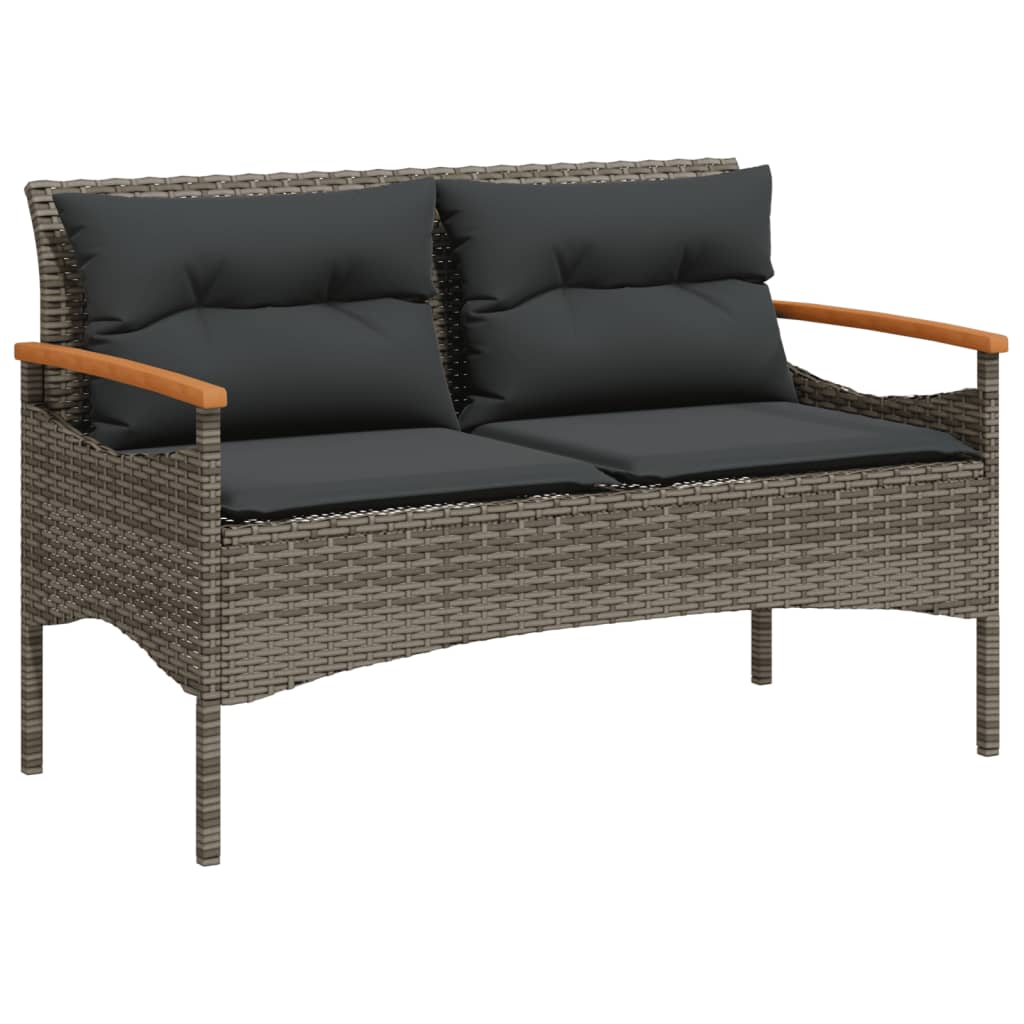 4-dijelni set vrtnih sofa od poliratana s jastucima sivi
