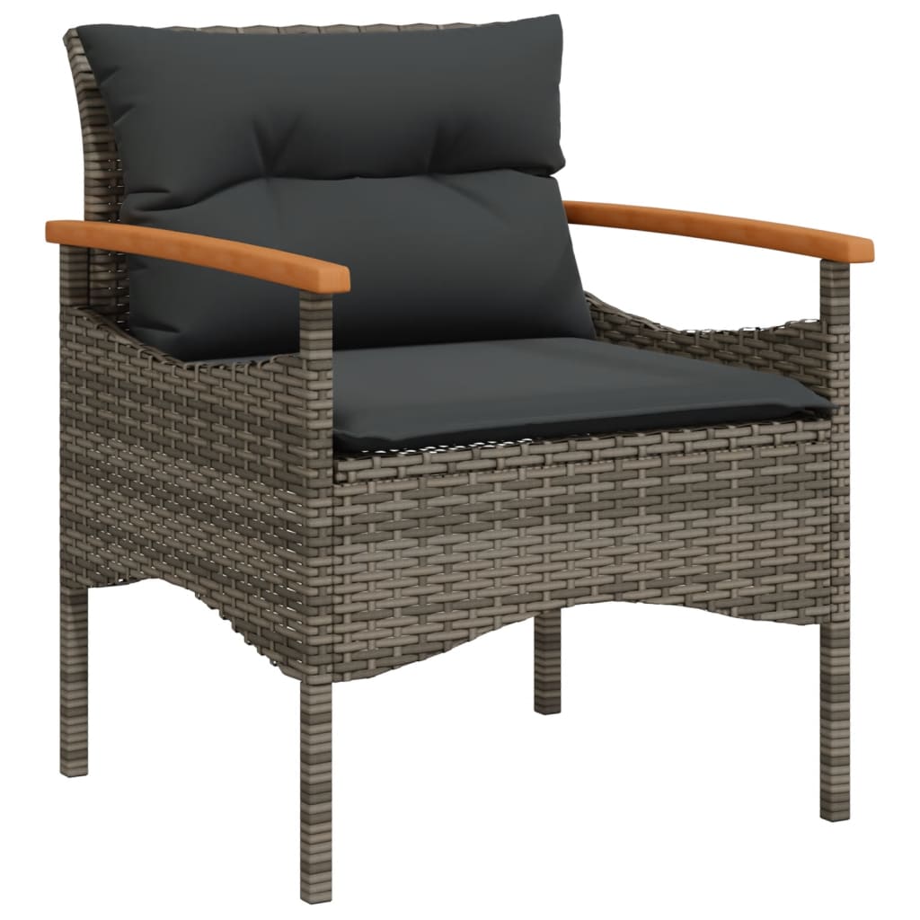 4-dijelni set vrtnih sofa od poliratana s jastucima sivi