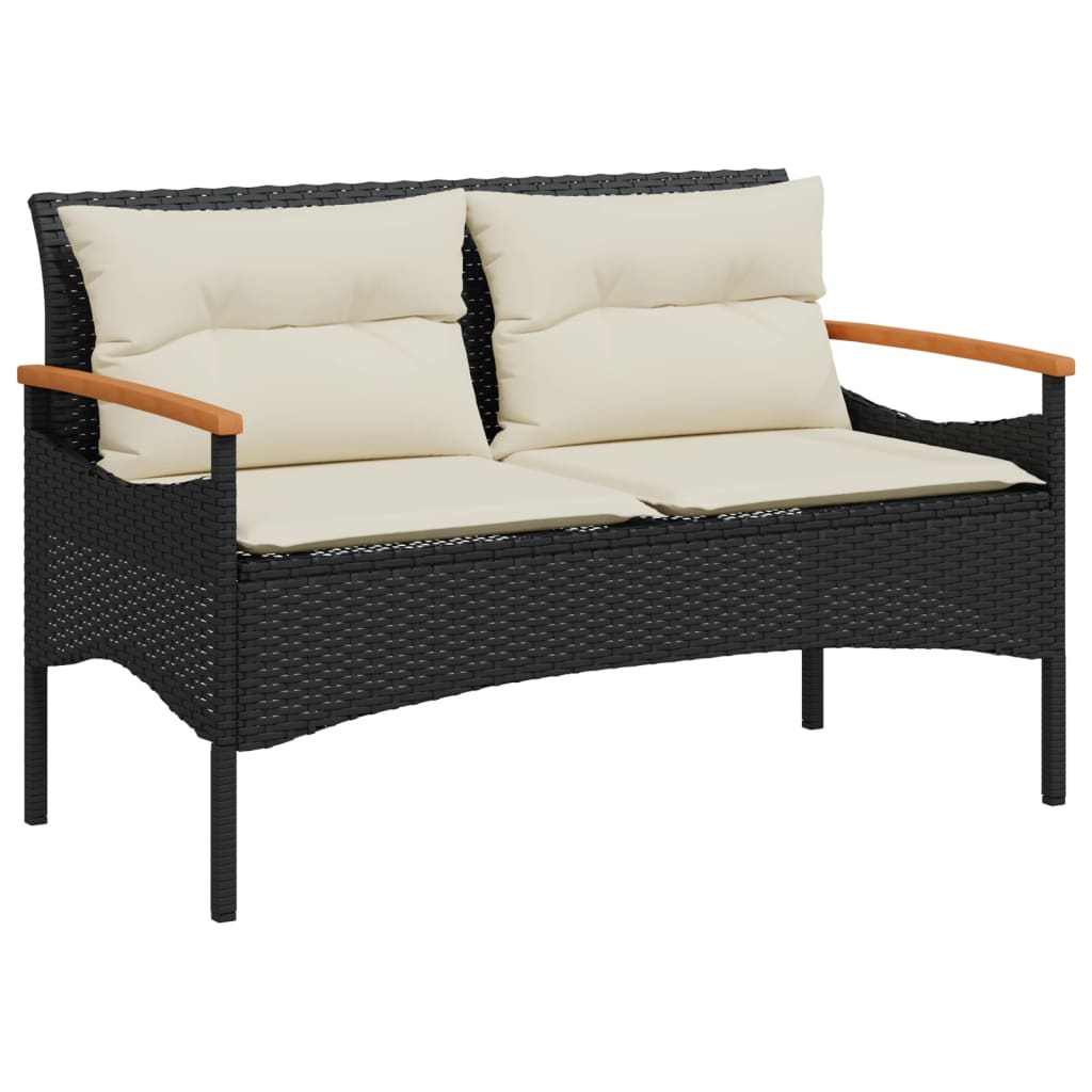 Vrtna klupa s jastucima 116 x 62,5 x 74 cm od poliratana