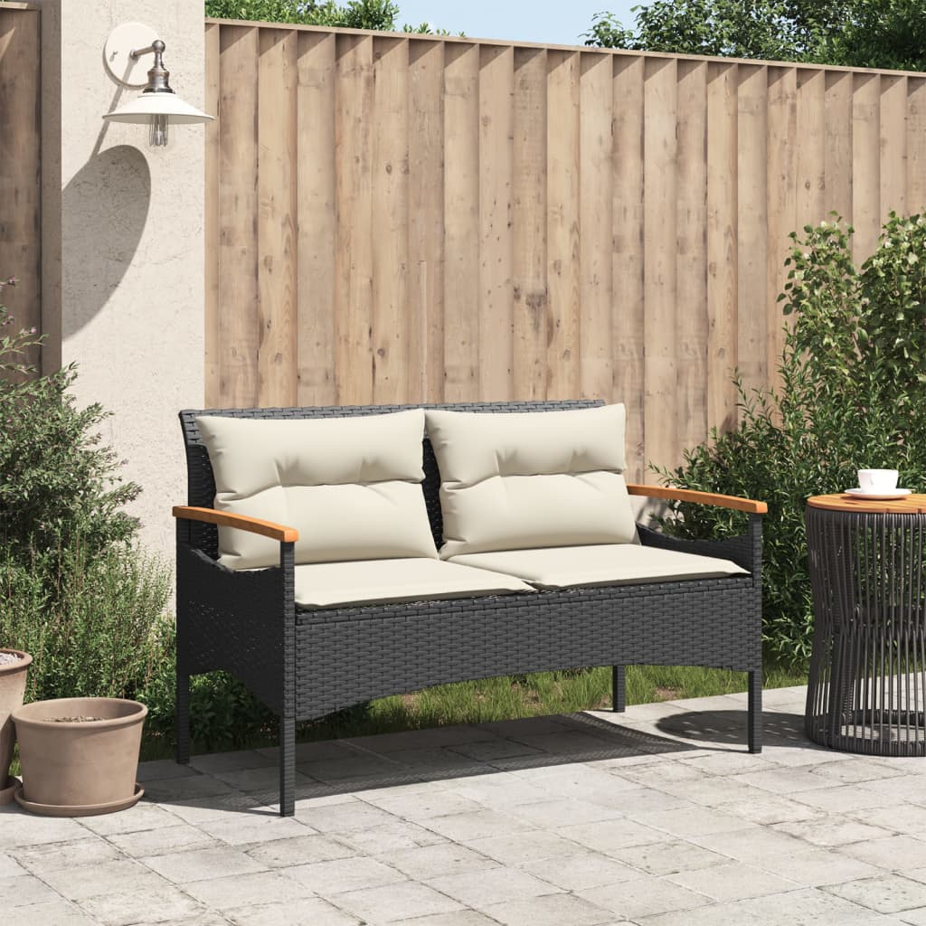 Vrtna klupa s jastucima 116 x 62,5 x 74 cm od poliratana
