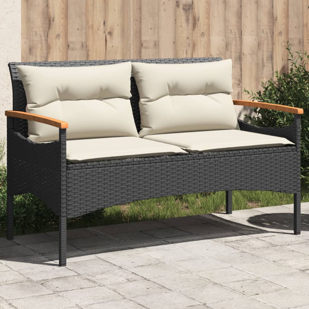 Vrtna klupa s jastucima 116 x 62,5 x 74 cm od poliratana