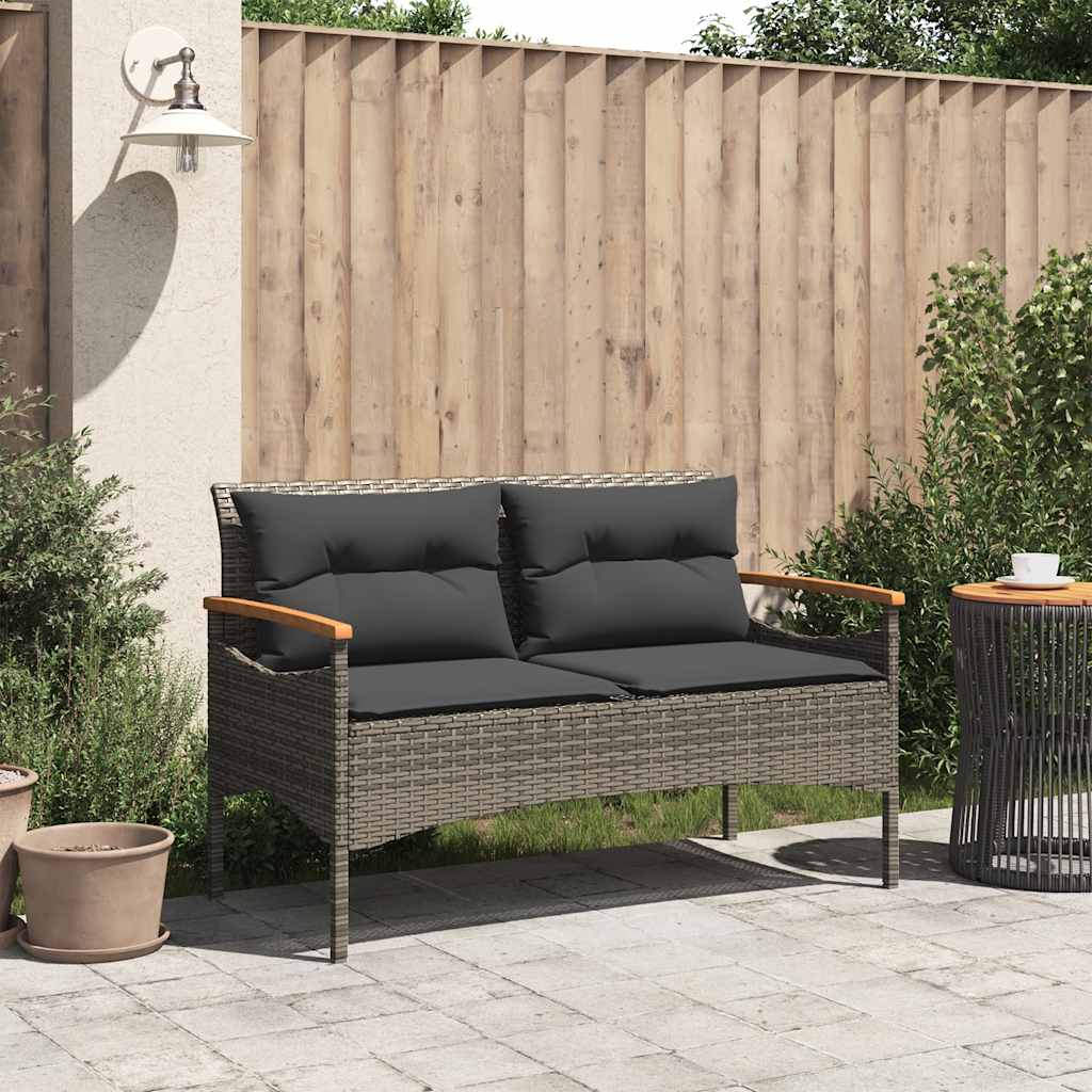 Vrtna klupa s jastucima 116 x 62,5 x 74 cm od poliratana