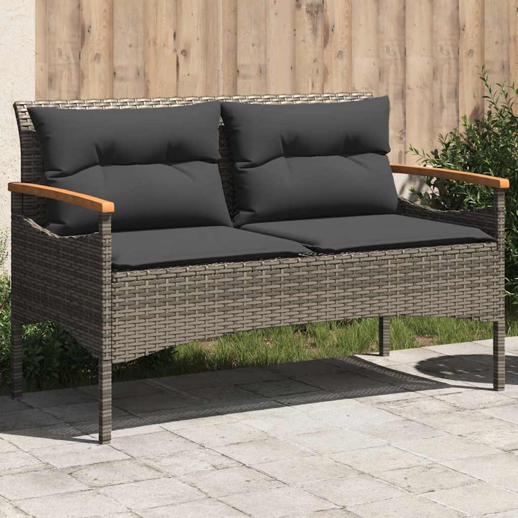 Vrtna klupa s jastucima 116 x 62,5 x 74 cm od poliratana
