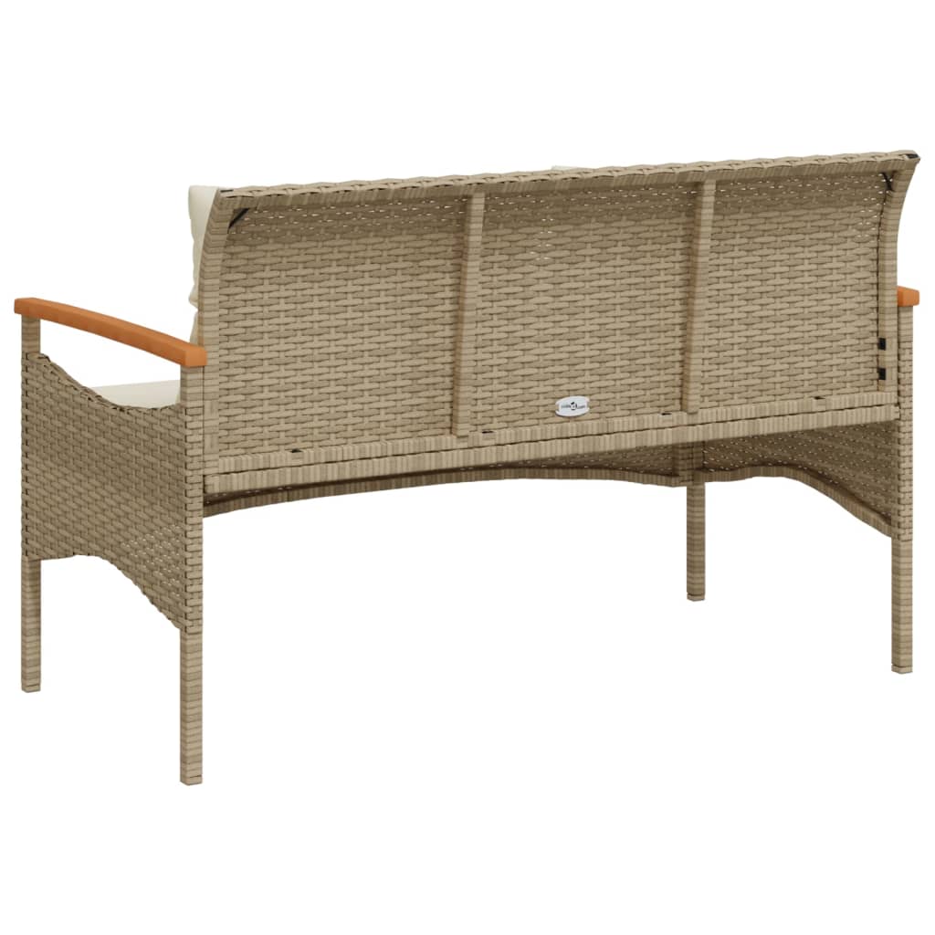 Vrtna klupa s jastucima 116 x 62,5 x 74 cm bež od poliratana