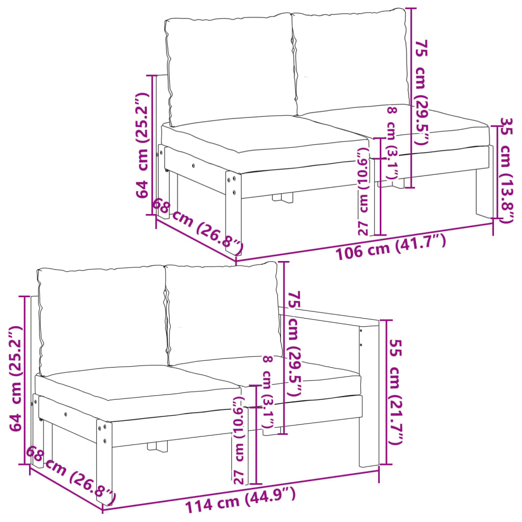 10-dijelna set vrtnih sofa s jastucima masivno bagremovo drvo