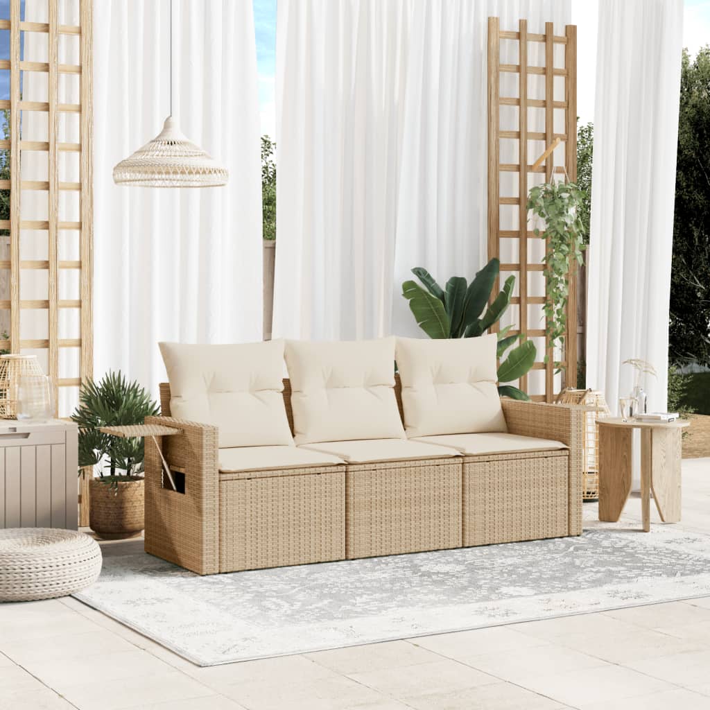 3-dijelni set vrtnih sofa od poliratana s jastucima bež