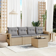 5-dijelni vrtni set sofa s jastucima bež od poliratana