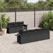8-dijelni set vrtnih sofa od poliratana s jastucima crni Crna 85 x 62 x 69 cm