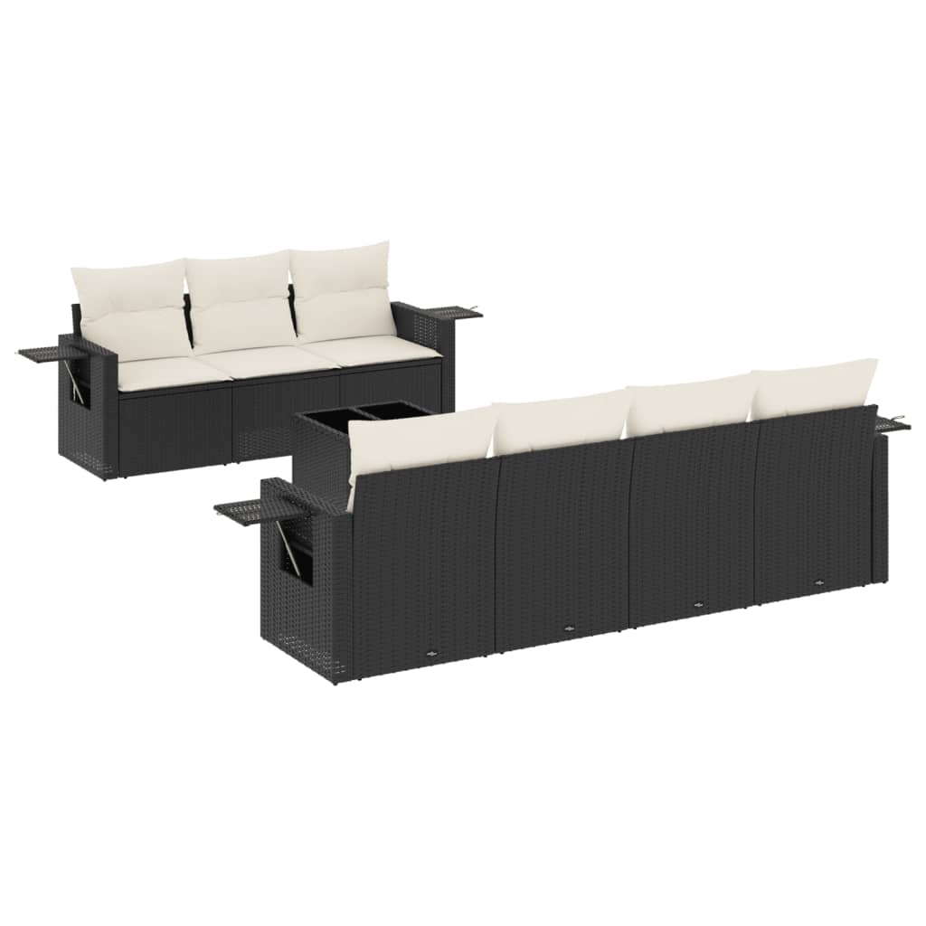 8-dijelni set vrtnih sofa od poliratana s jastucima crni