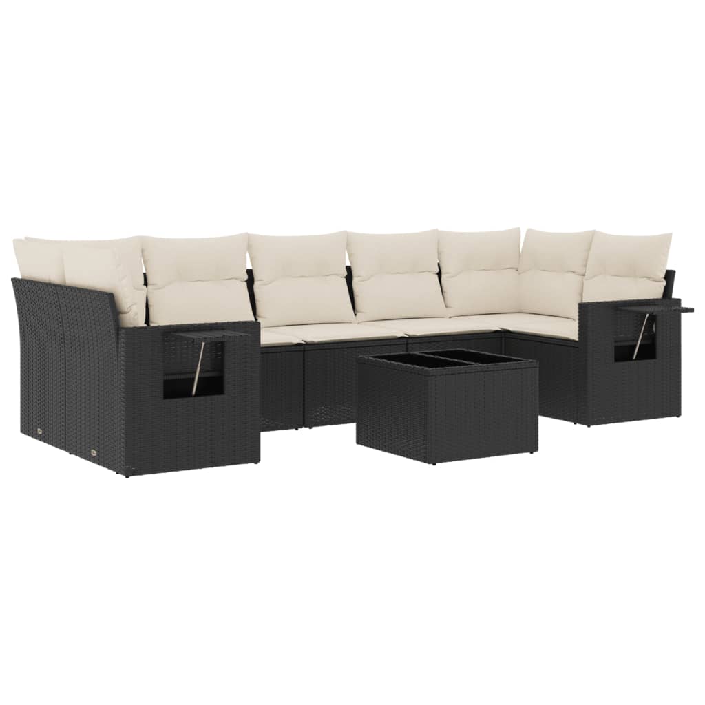 8-dijelni set vrtnih sofa od poliratana s jastucima crni Crna 85 x 62 x 69 cm