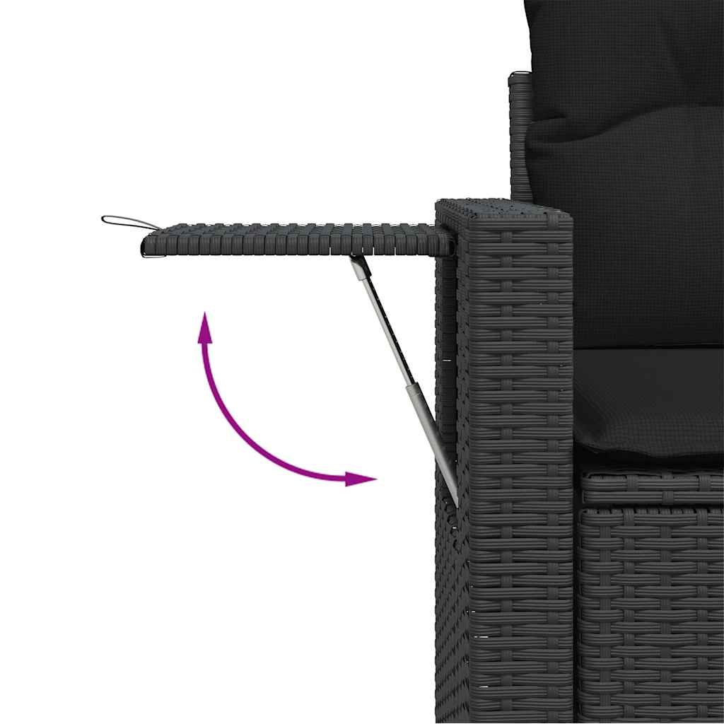 4-dijelni set vrtnih sofa od poliratana s jastucima crni