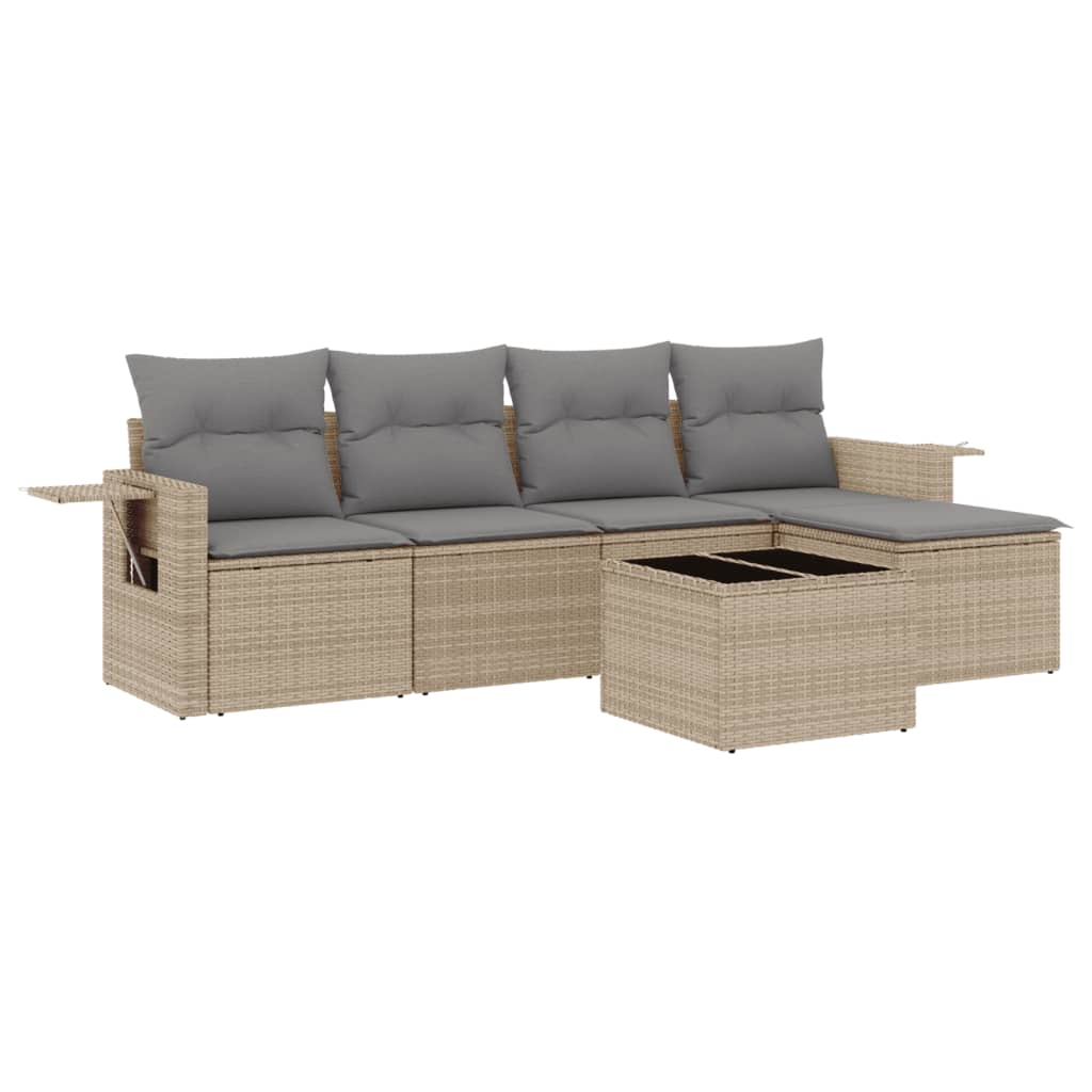 6-dijelni set vrtnih sofa s jastucima bež od poliratana 85 x 62 x 69 cm
